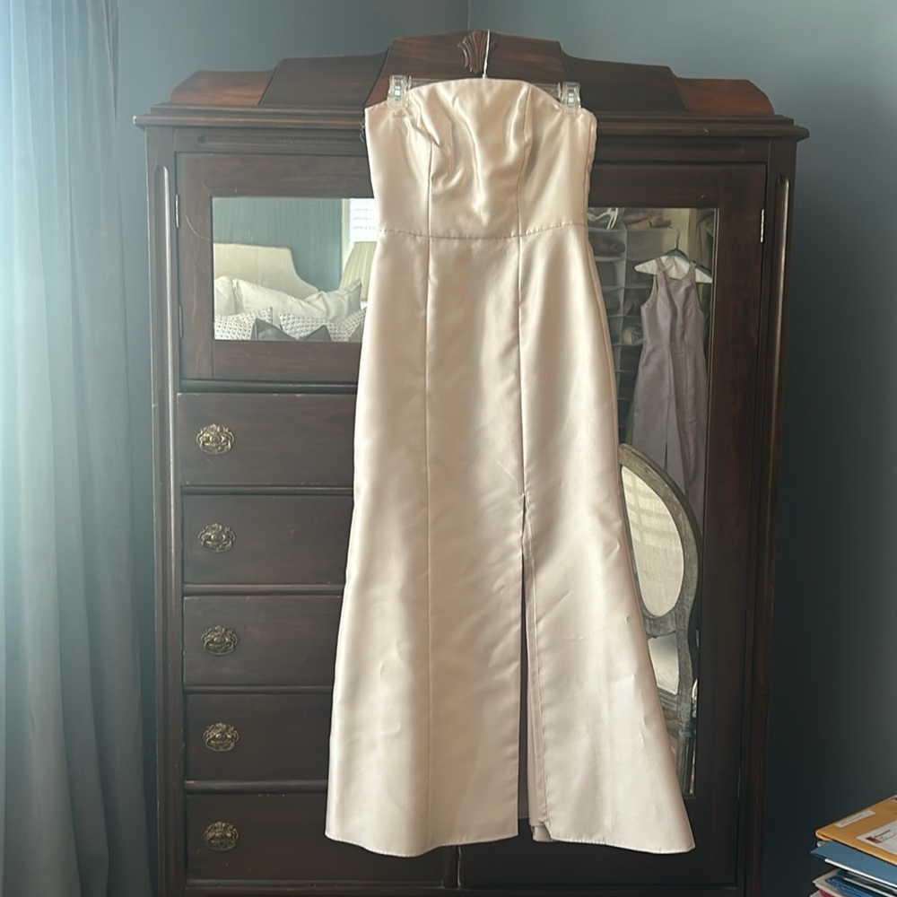 Strapless Satin Wedding Dress in Champagne